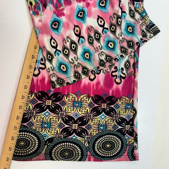 WinWin Wide Leg Palazzo Pants S/M Flowy Stretchy Pink Blue Artsy Hippie Boho - Picture 11 of 12